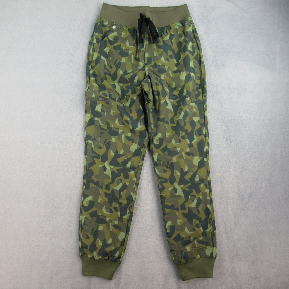 FIGS Zamora HW Yoga Jogger Scrub Pants Womens Small Green Geometric W23SW2067